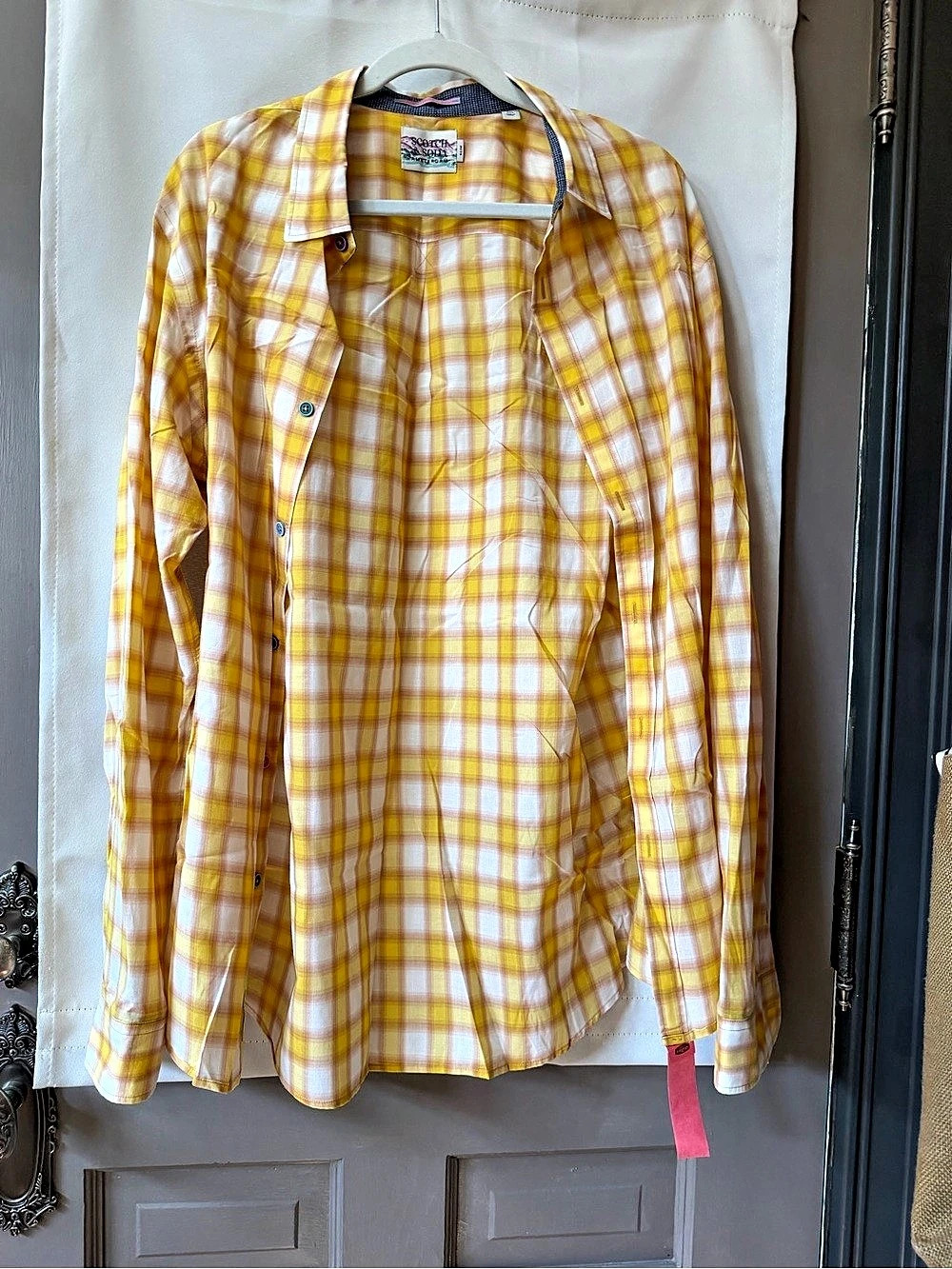Scotch & Soda Plaid Button Down in Yellow & White